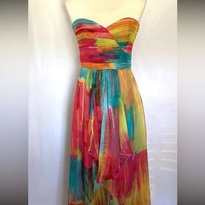 NWT Laundry by Shelli Segal High Low Chiffon Rainbow Dress - Size 10